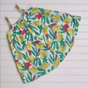 HANNA ANDERSSON EUC 100% Cotton Lined Lemon Print Dress
